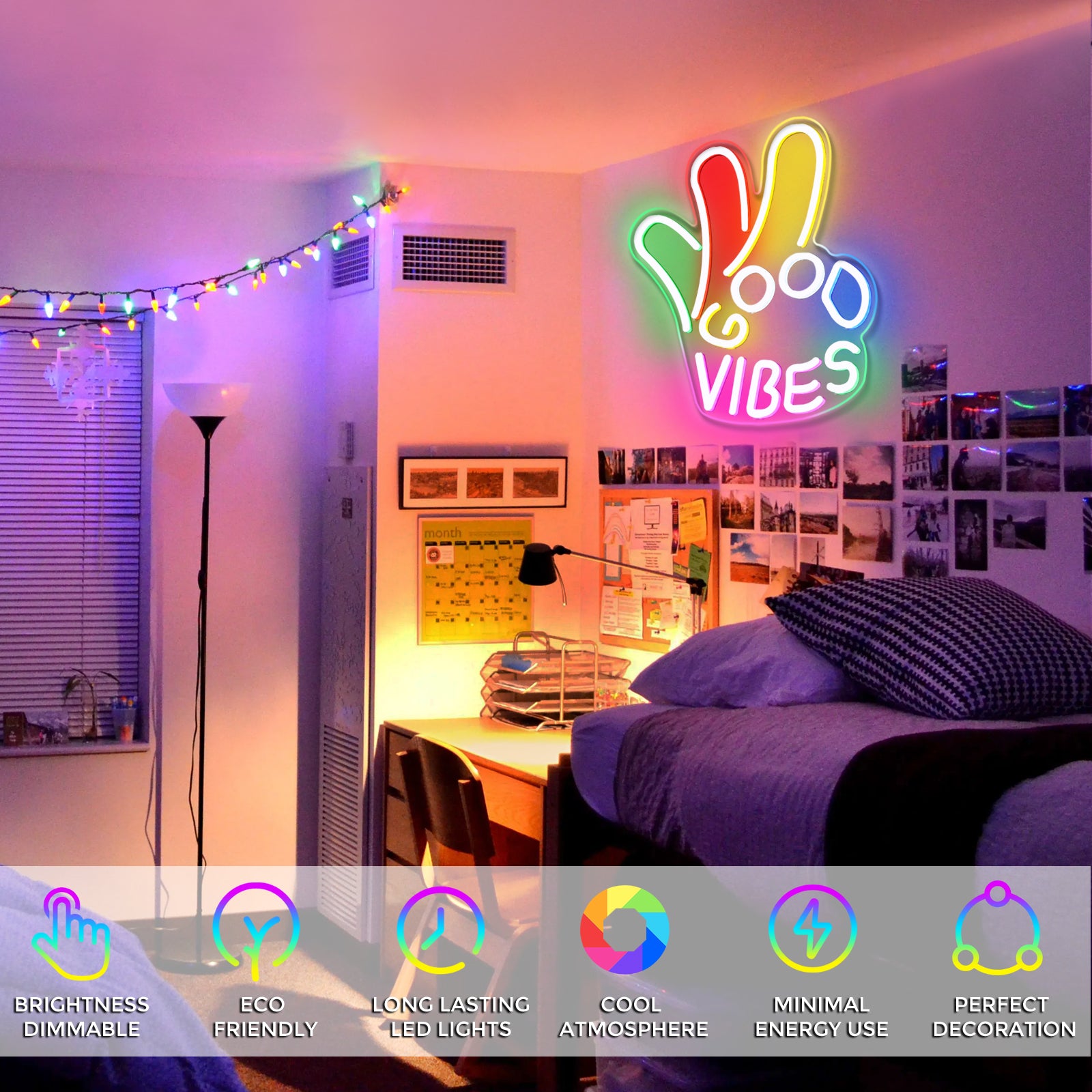 LightingWill Good Vibes “Okay” Neon Sign – Dimmable USB LED Light for Wall Decor, Game Room, Bar, Party – Durable, Safe & Energy-Saving