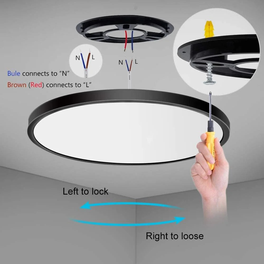 7 Inch 12W White / Black Round Slim LED Ceiling Lights – AC 220–240V | 3000K / 4500K / 5000K / 6500K | Flush Mount Ceiling Light for Modern Home Lighting | 1-Pack – Local Stock (UK)