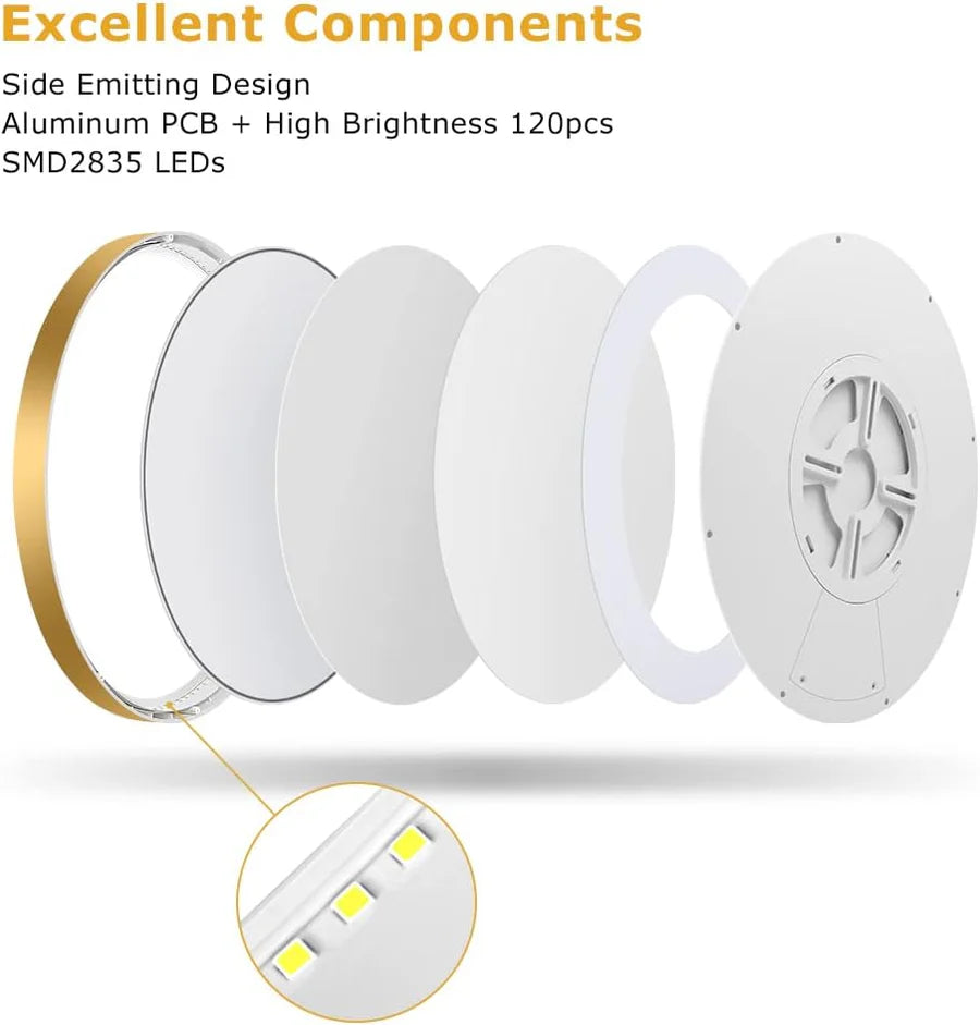 15.7 Inch 32W White / Black / Gold Round Slim LED Ceiling Lights – AC 110–130V | 3000K / 4500K / 5000K / 6500K | Flush Mount Ceiling Light for Modern Home Lighting | 1-Pack – Local Stock (US)