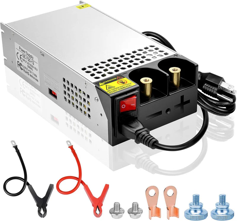 Upgrade DC 12V 360W–720W (30A–60A) Switching Power Supply, AC 110/240V Input Converter & Transformer, Cooling Fan Design, LED Driver Adapter for Strip Lights, 3D Printer, Radio — US/UK/EU Plug Options, CE/FCC/RoHS Certified
