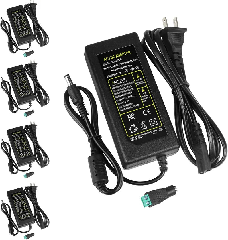 Desktop Power Supply Adapter DC 12V 36W–120W, AC 100–240V Input Switching Transformer Charger with US/UK Plug for LED Strip Lights, CCTV, Pumps, Electronics