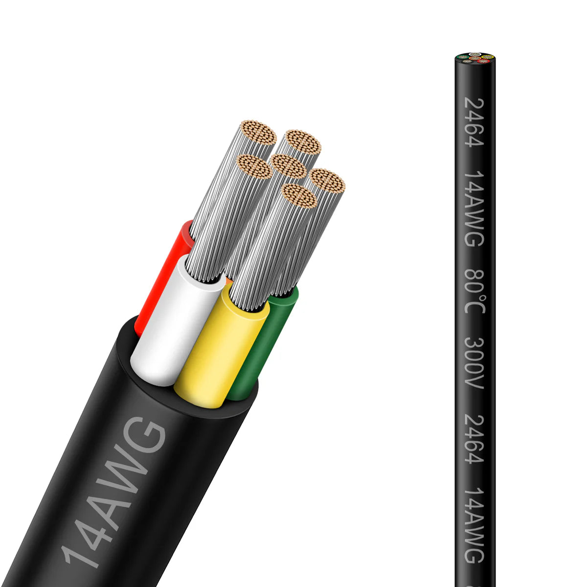 14 AWG 6/7/8 Conductor Black/White PVC Insulated Copper Cable – Multi-Core Control Cable Flexible Wire for LED & Electrical Systems – 10m (33ft)