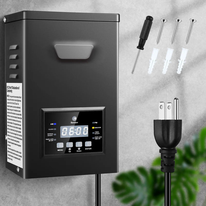 200W/250W Landscape Lighting Transformers – 120V to 12V/15V AC, Single Zone, Timer & Internal Photocell, Power Supply for Landscape Lighting Systems