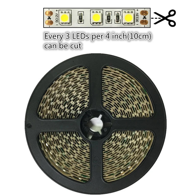 LightingWill DC24V SMD5050 Full Spectrum LED Strip Light 60LEDs/m 300 LEDs 12W/m, CRI 97+ Bright LED Ribbon 2700K–6500K, 10mm PCB IP00/IP67 for Kitchen Cabinet, Mirror, Bedroom, 5/50M