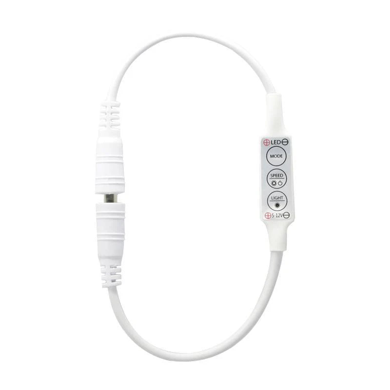LightingWill LED Strip Mini Dimmer DC12V-24V 12A Push Button Inline LED Controller for LED Strips