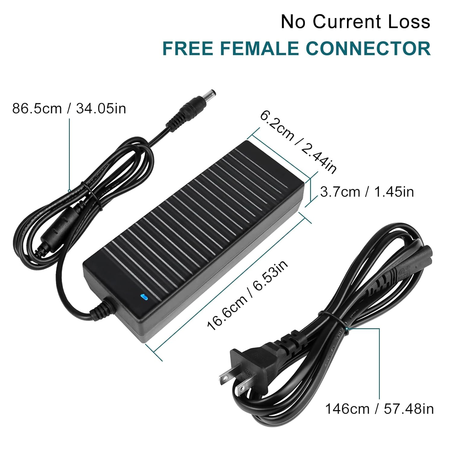 Desktop Power Supply Adapter DC 24V 60W–120W, AC 100–240V Input Switching Transformer Charger with US Plug for LED Strip Lights, 3D Printers, CCTV, Electronics