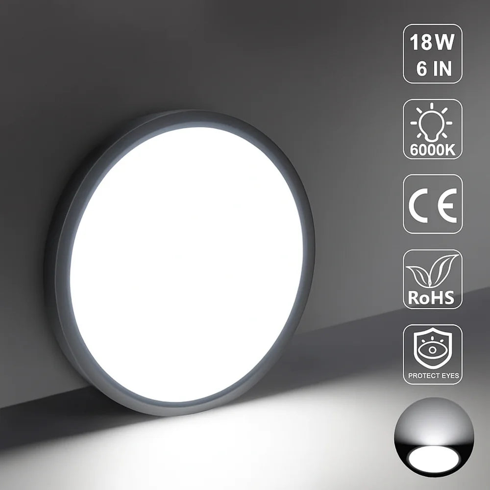 9 Inch 18W White / Black Round Slim LED Ceiling Lights – AC 220–240V | 3000K / 4500K / 5000K / 6500K | Flush Mount Ceiling Light for Modern Home Lighting | 1-Pack – Local Stock (UK)