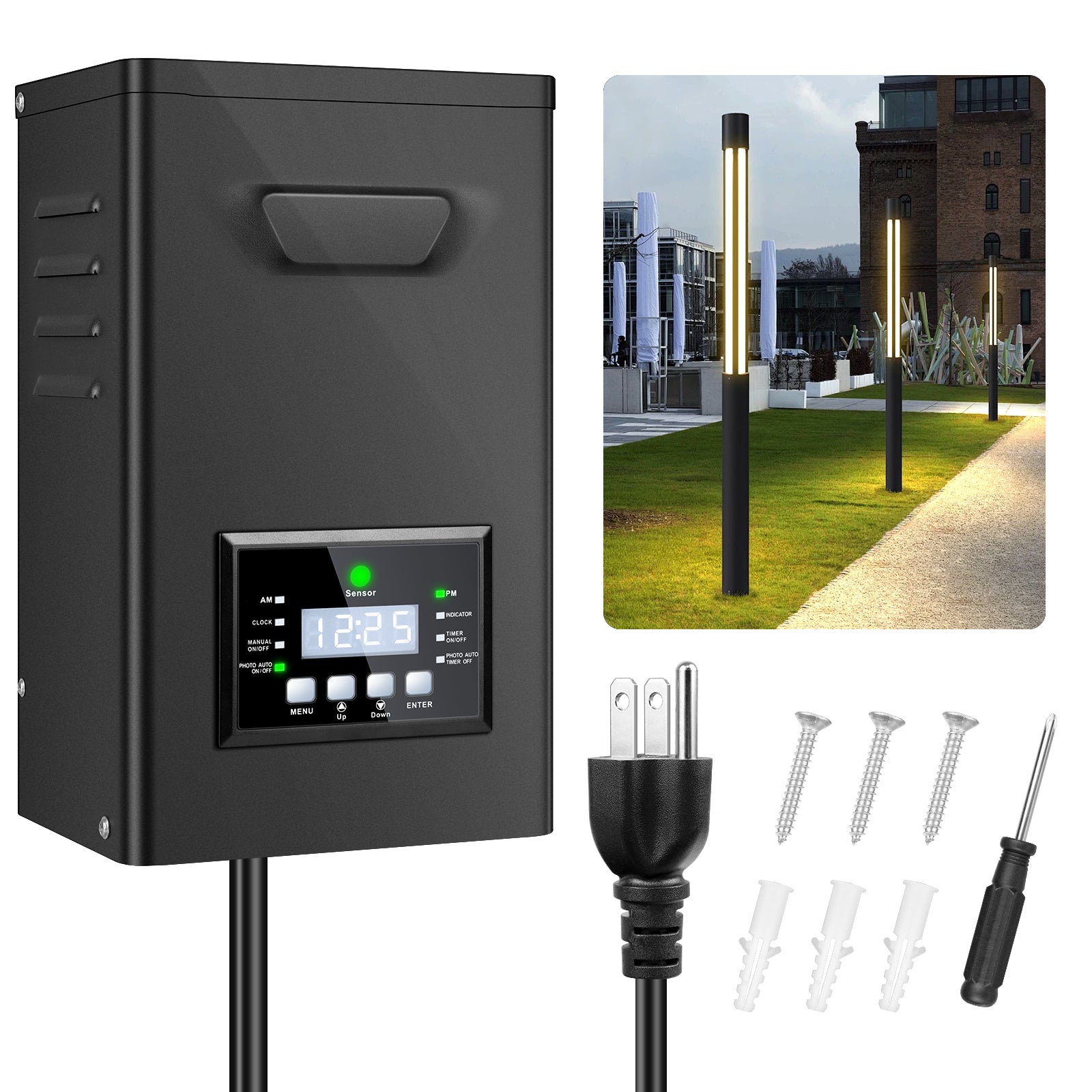 500W/600W Landscape Lighting Transformers – 120V to 12V/15V AC, Single Zone, Timer & Internal Photocell, Power Supply for Landscape Lighting Systems