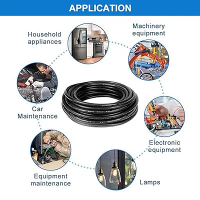14 AWG 6/7/8 Conductor Black/White PVC Insulated Copper Cable – Multi-Core Control Cable Flexible Wire for LED & Electrical Systems – 10m (33ft)