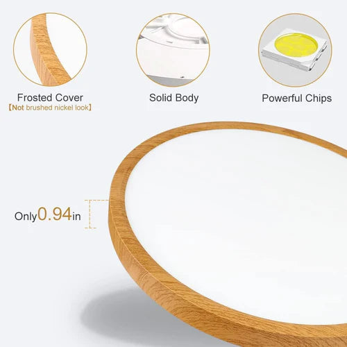 12 Inch 24W White / Black / Wood Grain Round Slim LED Ceiling Lights – AC 220–240V | 3000K / 4500K / 5000K / 6500K | Flush Mount Ceiling Light for Modern Home Lighting | 1-Pack – Local Stock (UK/DE)