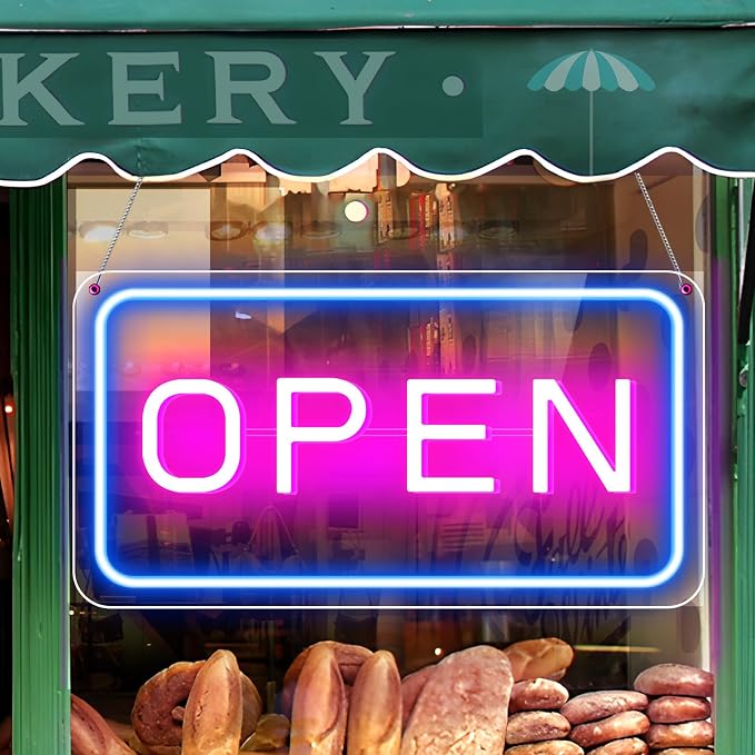 OPEN LED shop signs – USB Powered | 16×9 inch | 5 Color Options | LED Window Hanging Light for Cafes, Restaurants & Retail Shops