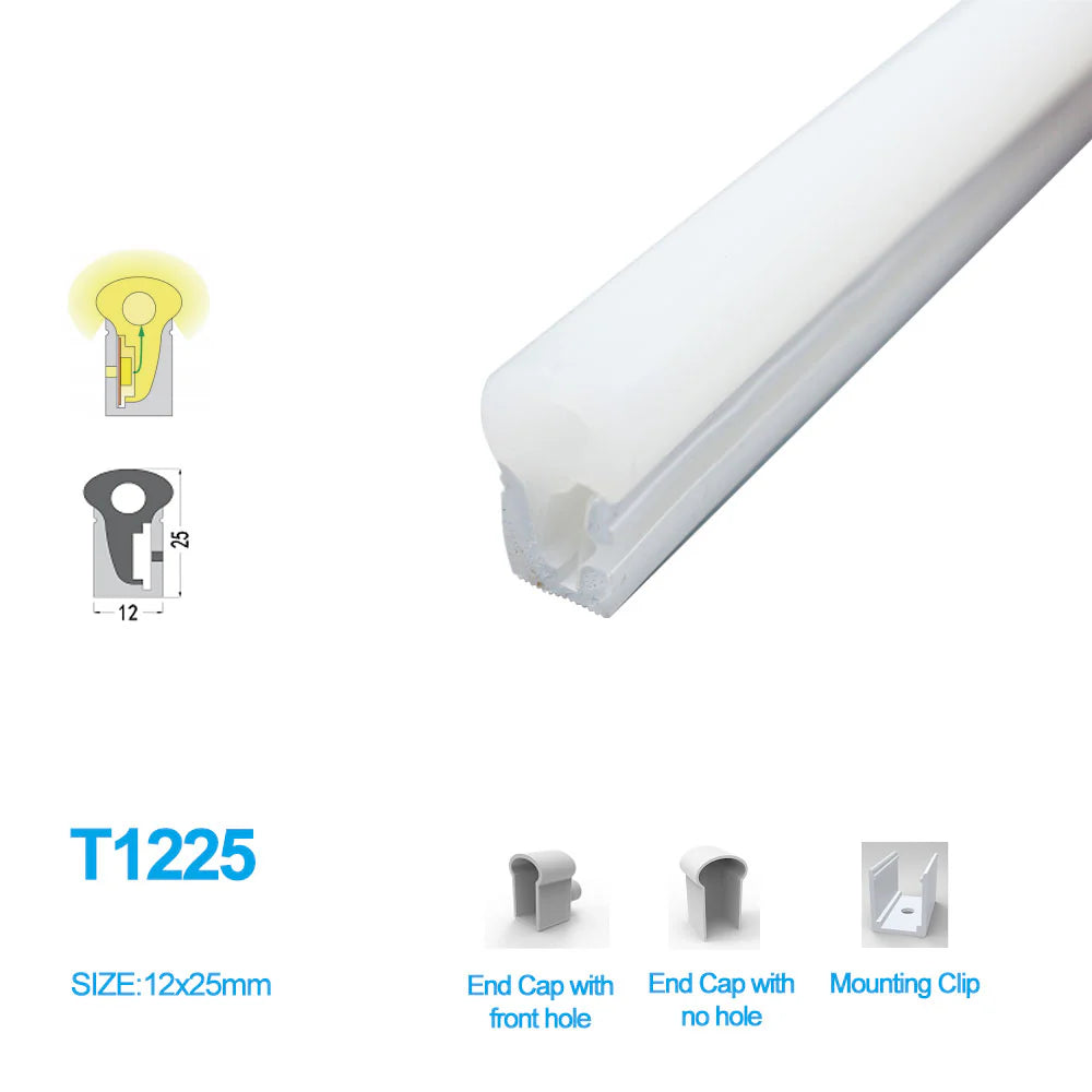 S1225 Side Edge Lighting Neon Light Housing – 12x25mm | Silicone LED Channel System | 12mm PCB Width | IP67 Waterproof | 16.4FT/5M*1/16.4FT/5M*5