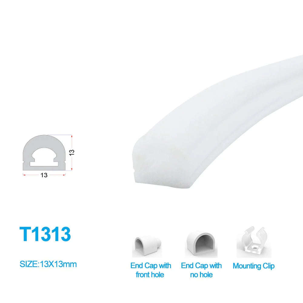 S1313 Neon Light Housing – 13x13mm | Silicone LED Channel System | 8mm PCB Width | IP67 Waterproof | 16.4FT/5M*1/16.4FT/5M*5