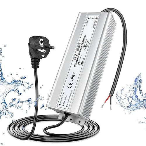 150W 12V/24V Waterproof LED Power Supply, 90-265V Input, Single/Dual Output, Aluminum Housing, Outdoor LED Lighting Driver, CE/RoHS/FCC Certified, US/UK/EU Plug