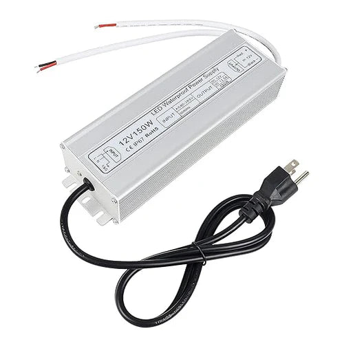 150W 12V/24V Waterproof LED Power Supply, 90-265V Input, Single/Dual Output, Aluminum Housing, Outdoor LED Lighting Driver, CE/RoHS/FCC Certified, US/UK/EU Plug
