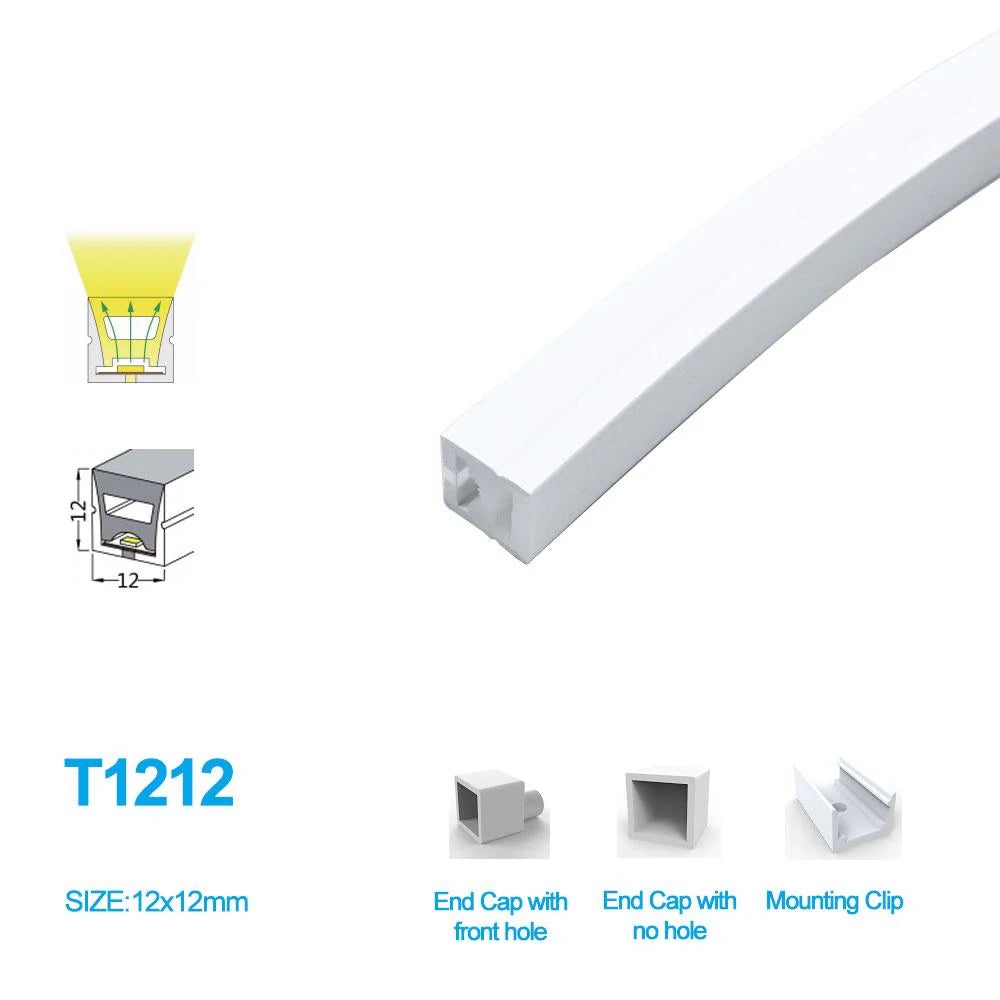 S1220 Black Side Edge Lighting Neon Light Housing – 12x20mm | Silicone LED Channel System | 10mm PCB Width | IP67 Waterproof | 16.4FT/5M*1/16.4FT/5M*5