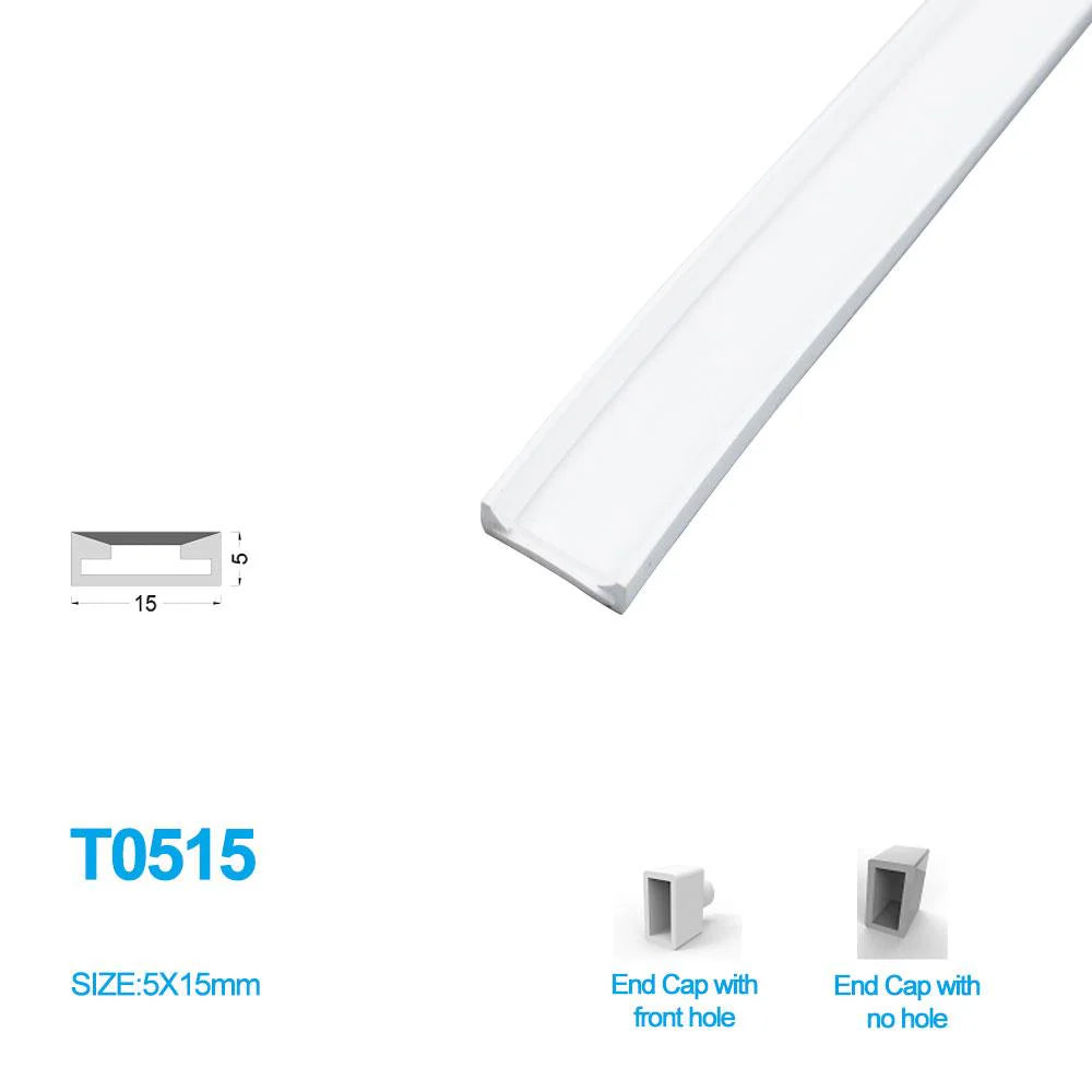 S0515 Neon Light Housing – 5x15mm | Silicone LED Channel System | 12mm PCB Width | IP67 Waterproof | 16.4FT/5M*1/16.4FT/5M*5