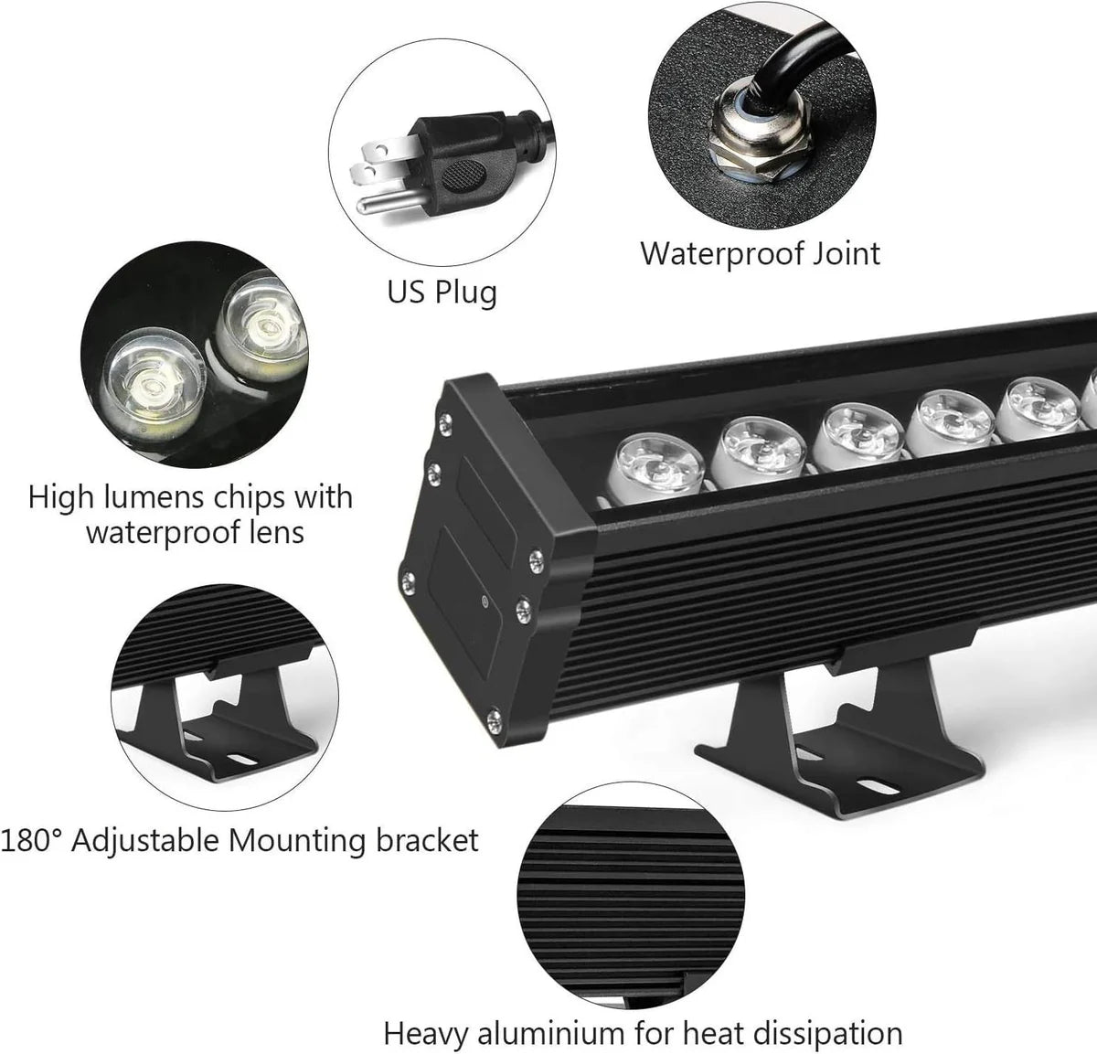 LightingWill Linkable 5056 Linear Smart RGBCW LED Wall Washer – AC85-265V | 60W | Waterproof Color Changing Wall Wash Light | RF Remote/APP Control | for Indoor & Outdoor Architectural Lighting