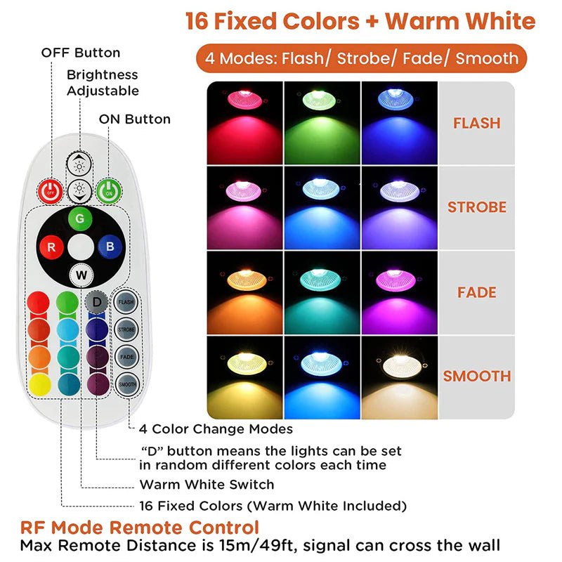 LightingWill Low Voltage RGBWW Inground LED Well Lights – DC 12V–24V | 3W /5W | 6 / 8-Pack | RGB + 3000K Warm White | IP65 Waterproof | Outdoor Landscape & Ground Lighting for Garden, Yard & Driveway