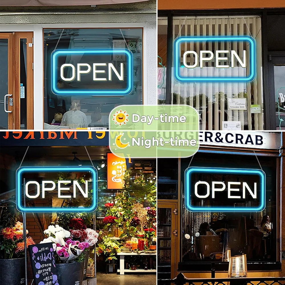 OPEN LED shop signs – USB Powered | 16×9 inch | 5 Color Options | LED Window Hanging Light for Cafes, Restaurants & Retail Shops
