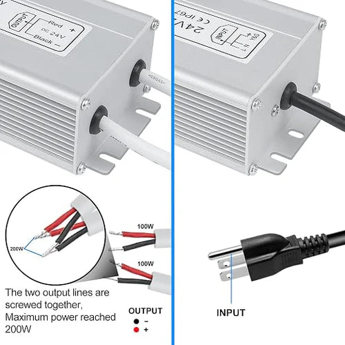 350W 12V/24V/36V/48V Waterproof LED Power Supply, 90-140V Input, Single/Dual Output, Aluminum Housing, Outdoor LED Lighting Driver, CE/RoHS/FCC Certified, US Plug