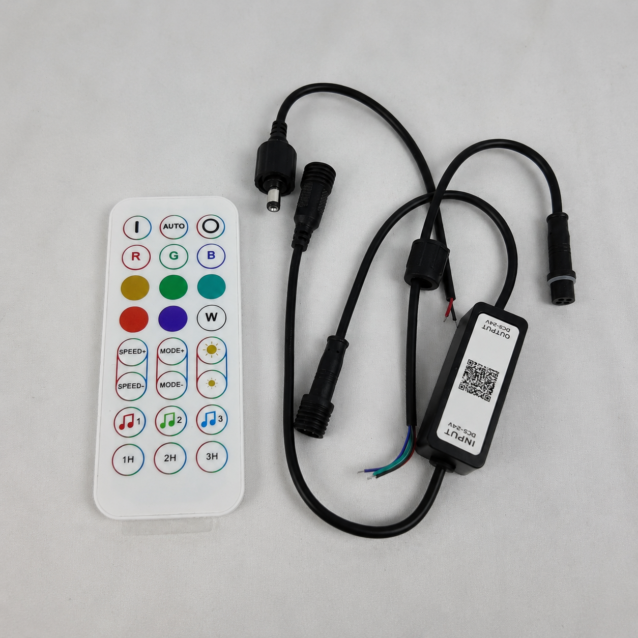 LightingWill RGB LED Strip Controller – DC5V-24V | Waterproof Wireless RGB Controller with 24-Key Bluetooth Remote | For LED Strips