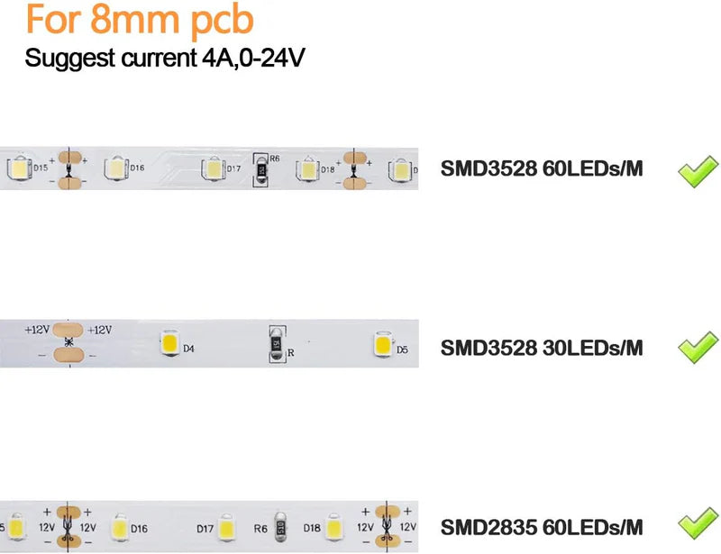 LightingWill LED Strip Connector 8mm 2Pin Solderless Clips, LED Light Strip Connector Strip to Wire Strip to Strip DC Adapter L T Connectors, 10 Pack, Local Stock US UK
