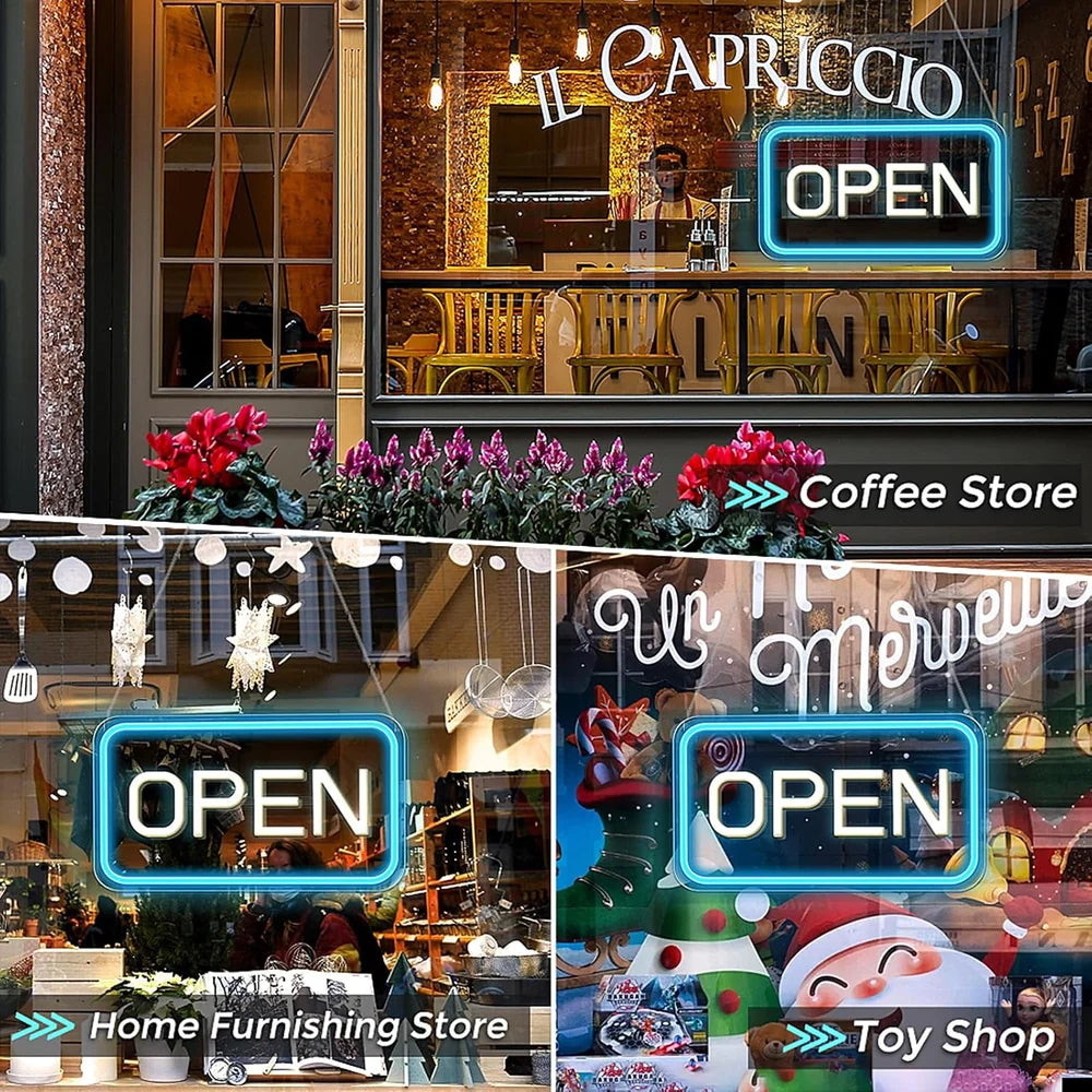 OPEN LED shop signs – USB Powered | 16×9 inch | 5 Color Options | LED Window Hanging Light for Cafes, Restaurants & Retail Shops