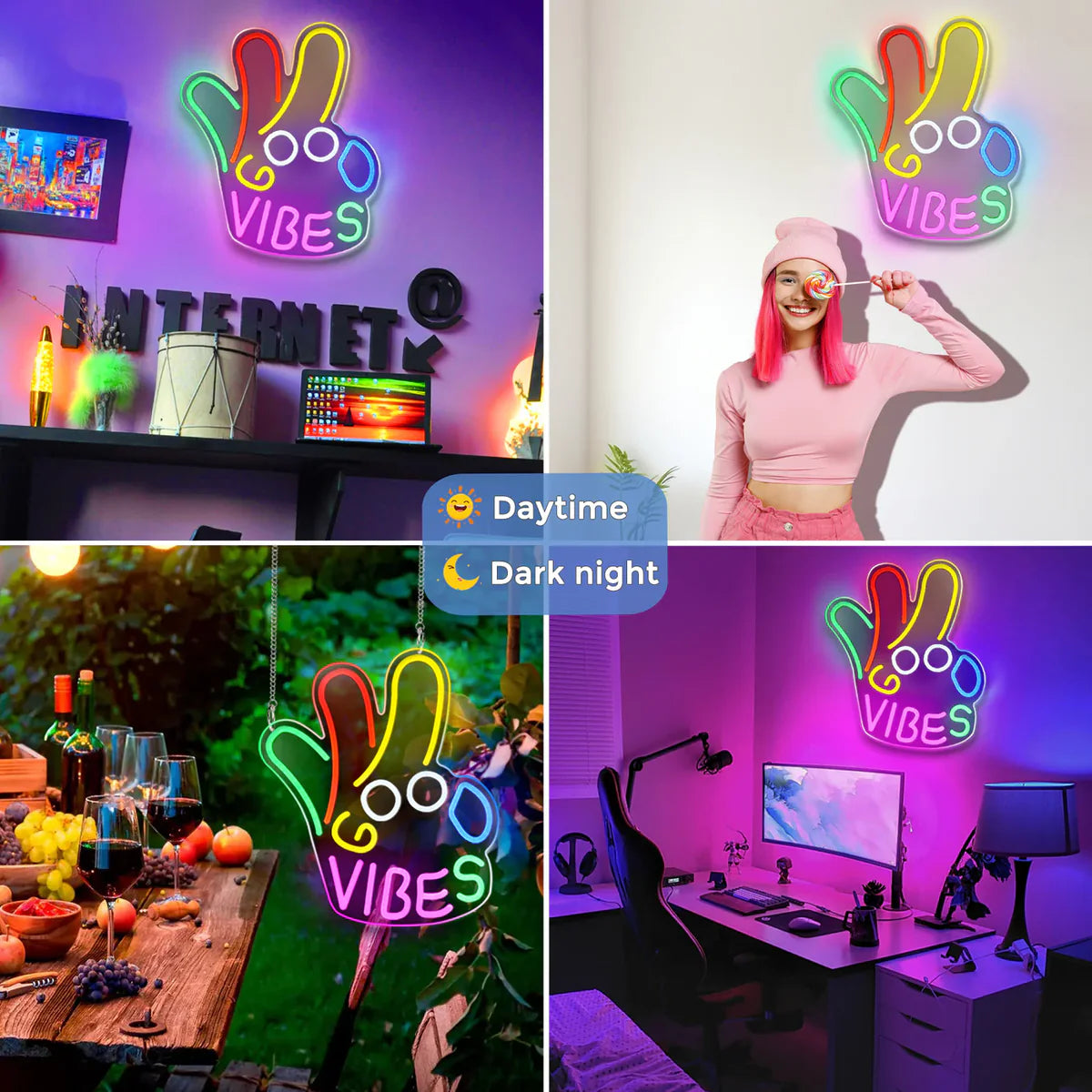 LED Neon Signs – OK Hand Sign | 17×11.3 Inch | USB Neon Light for Wall Decor | Hanging | Ideal for Bedroom, Dorm, Lounge, Party