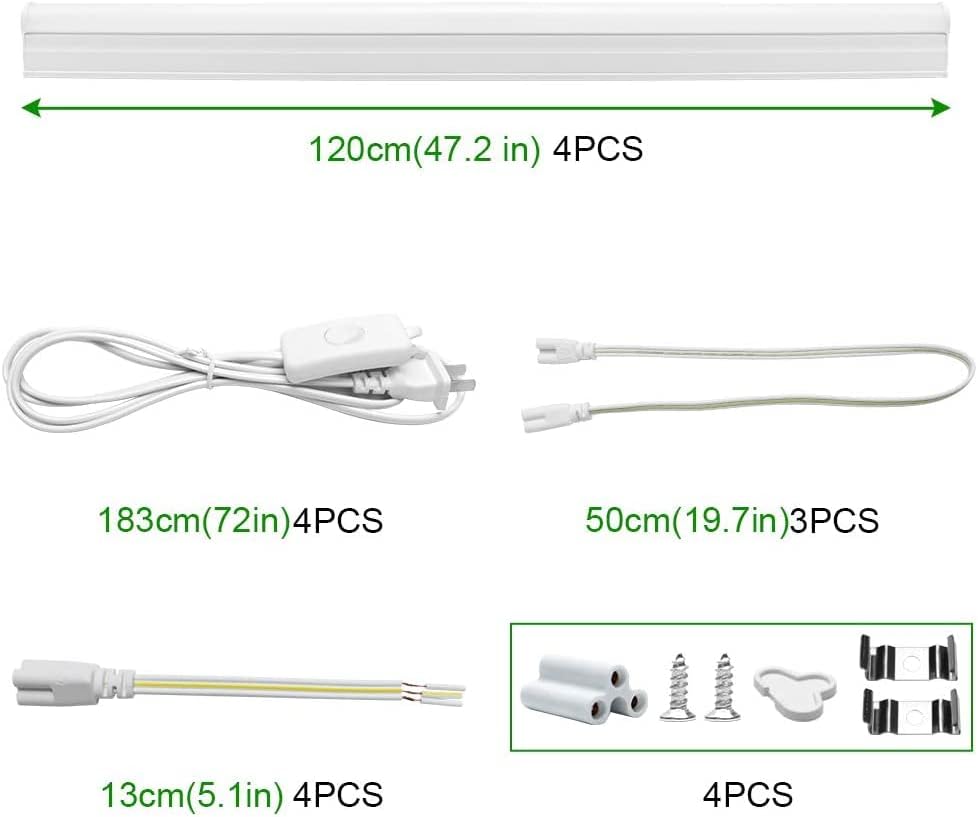 LightingWill LED T5 Integrated Fixture 2~4FT, Warm White / Daylight White, Linkable LED Shop Light, LED Ceiling Light and Under Cabinet Light,Corded Electric with Built-in ON/Off Switch