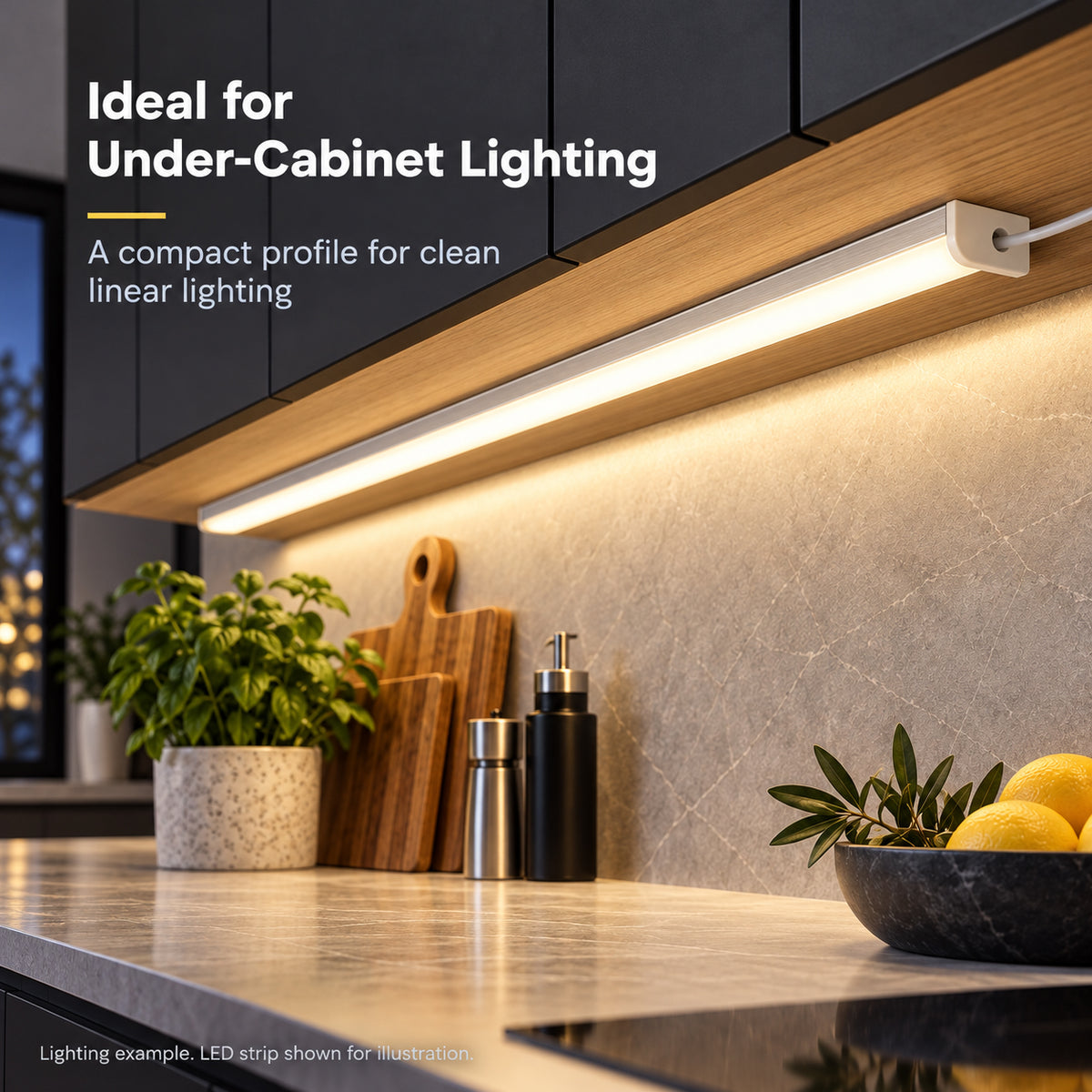 Silver 509-B 17.4 × 7mm Wall-Mount LED Aluminum Channel, 12mm Inner Width, with Milky White Cover & Installation Accessories