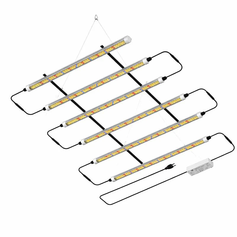 LED Tube Grow Light - 6Pcs | 65W Dimmable Power Supply | 3000K + 5000K + 660nm + 460nm Spectrum | Daisy Chain | Selectable Mounting Brackets | 60cm(2ft) Full Spectrum for Indoor Plants | for Greenhouses Plants | US / EU Plug