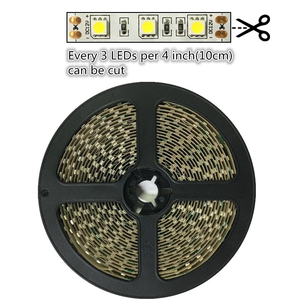 660–670nm IP65 Waterproof DC12V-IR LED Strips-SMD2835/SMD5050-30/60/120/240 LEDs/m-5/50 Meters-Red Light Beauty, Body Care, Wellness Light, Skin Care