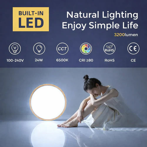 12 Inch 24W White / Black / Wood Grain Round Slim LED Ceiling Lights – AC 220–240V | 3000K / 4500K / 5000K / 6500K | Flush Mount Ceiling Light for Modern Home Lighting | 1-Pack – Local Stock (UK/DE)