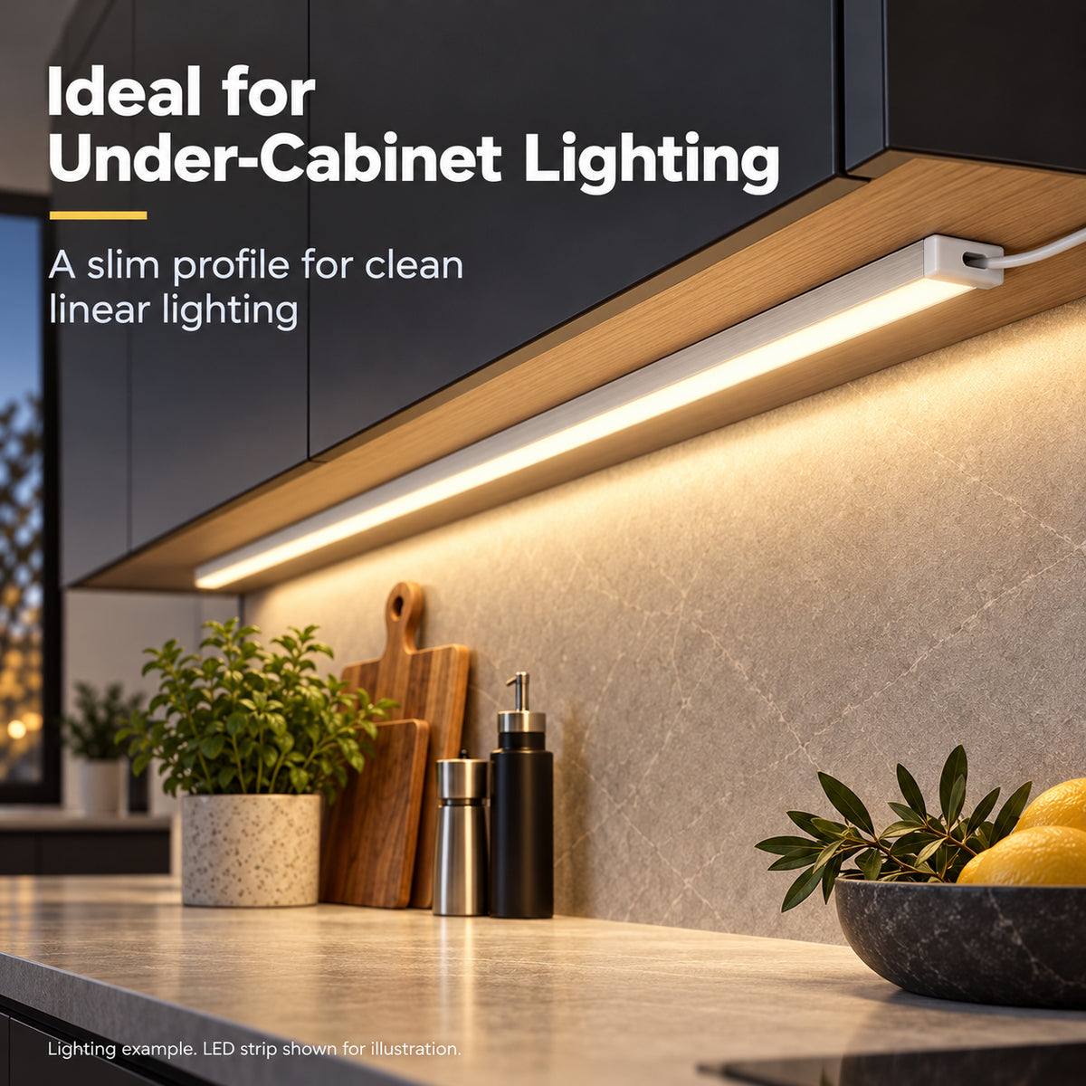 Silver 610-B 15.5 × 5.9mm LED Aluminum Channel, 12mm Inner Width, with Milky White Cover & Installation Accessories