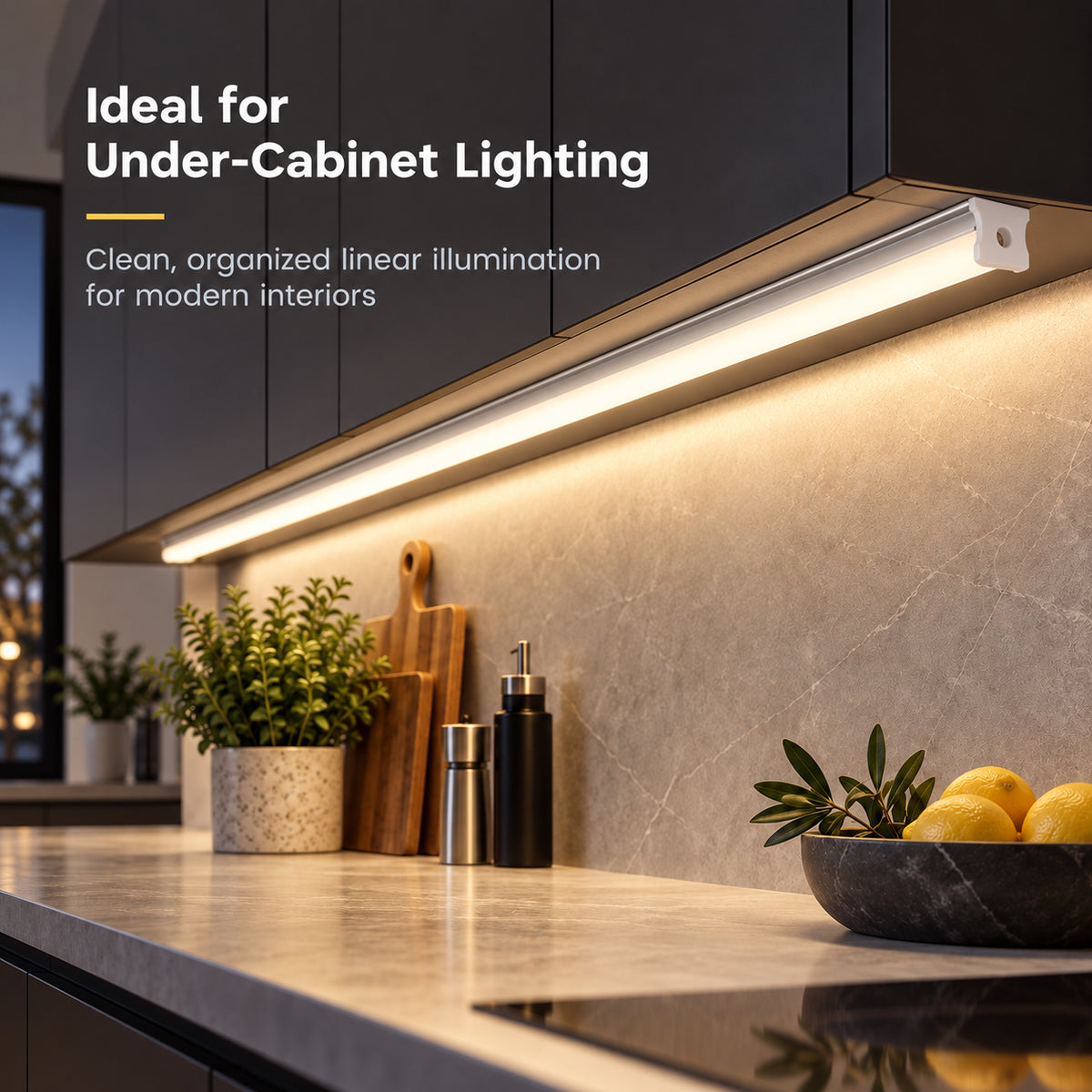Silver 613-B 17.2 × 14.4mm Mini Square Trimless Surface-Mount LED Aluminum Channel, 10mm Inner Width, with Milky White Cover & Installation Accessories