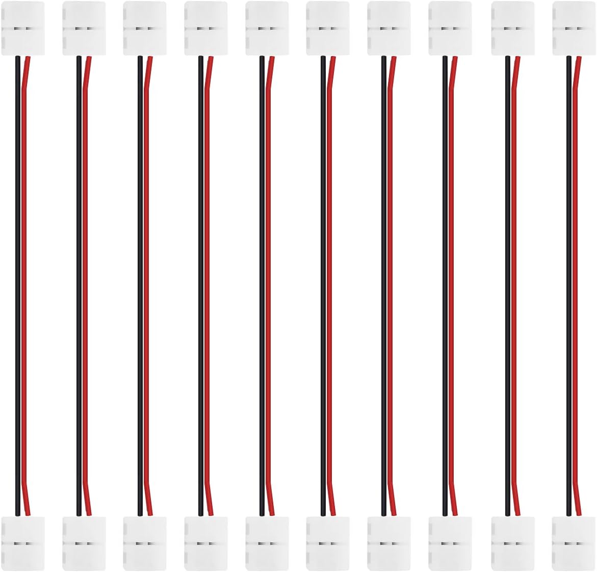 LightingWill 10pcs/Pack Strip to Strip with Wire Solderless Snap Down 2Pin Conductor LED Strip Connector for 8mm Wide 3528 2835 Single Color Flex LED Strips