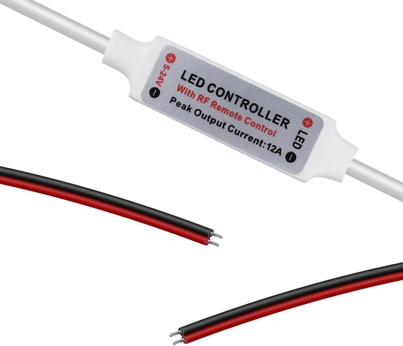 LightingWill LED Strip Controller DC5V-24V RF Remote Dimmer White Wireless LED Controller for Single Color 5050 3528 LED Strips
