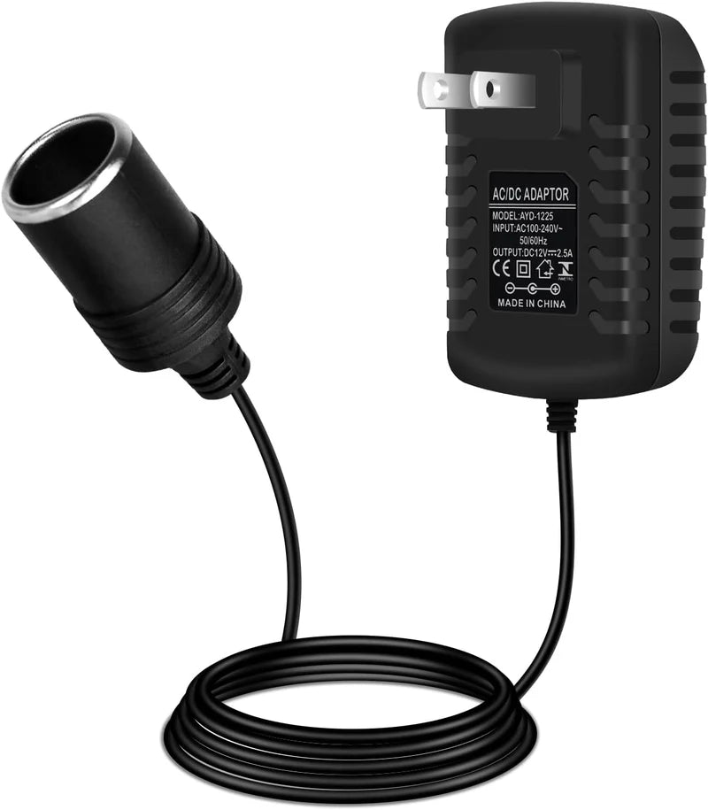LightingWill DC 12V 12W–36W Cigarette Lighter Power Supply Adapter – AC 100–240V Converter Transformer with Car Socket Output, Charger for Pump, Cooler, LED Lights, US Plug