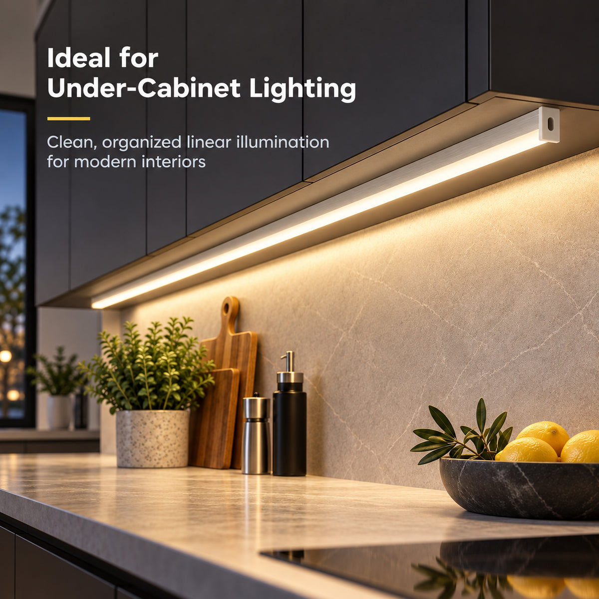 Silver 624-B 10 × 13mm Mini Square Trimless Surface-Mount LED Aluminum Channel, 8mm Inner Width, with Milky White Cover & Installation Accessories