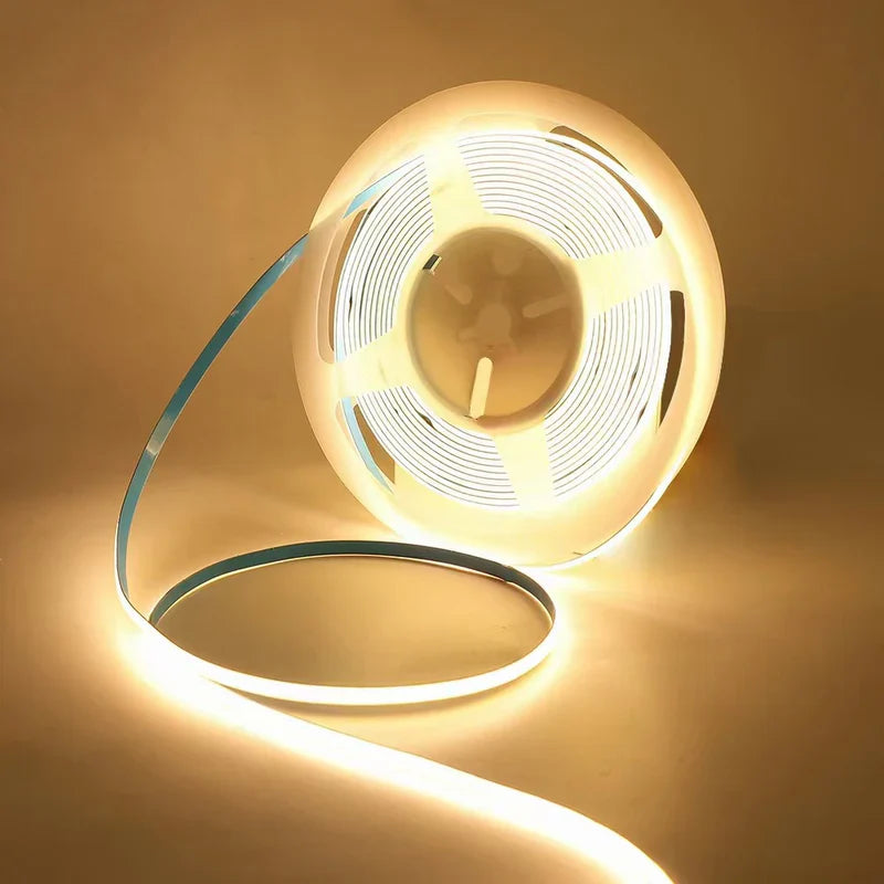 COB LED Strip Light 12V/24V 400LEDs/M, 5mm Flexible Dot-Free LED Tape, CRI90+ Non-Waterproof, 3000K / 4000K / 6500K / Red / Blue / Green / Pink / Yellow for Cabinet Kitchen Lighting, 5M/10M Pack