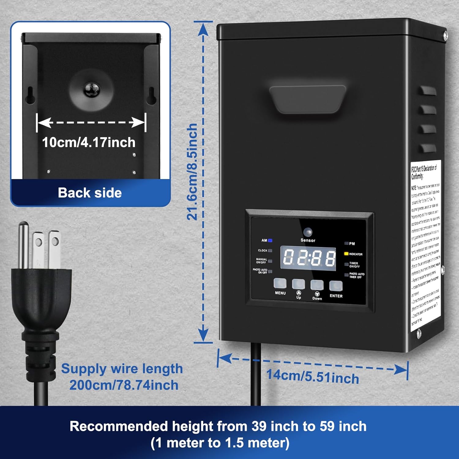 200W/250W Landscape Lighting Transformers – 120V to 12V/15V AC, Single Zone, Timer & Internal Photocell, Power Supply for Landscape Lighting Systems