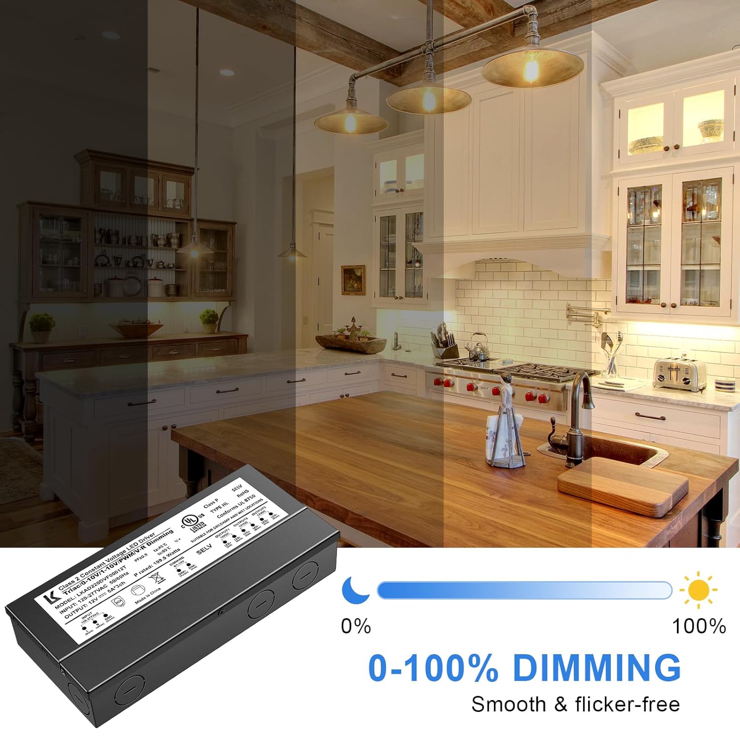 inShareplus 200W Dimmable LED Driver, 12V Triac Power Supply, AC to DC Transformer for LED Light, Compatible with Lutron and Leviton Dimmer, Waterproof IP67, UL Listed, Class 2