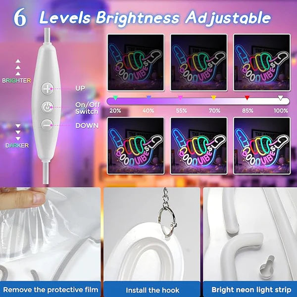 LED Neon Signs – NIUBILITY Hand Gesture Neon Sign – 17×11.81 Inch | USB Neon Light, 6 Candy Color Glow Options with Accessories Included | Hanging Room Decor for Bedroom, Gaming Room & Party Spaces