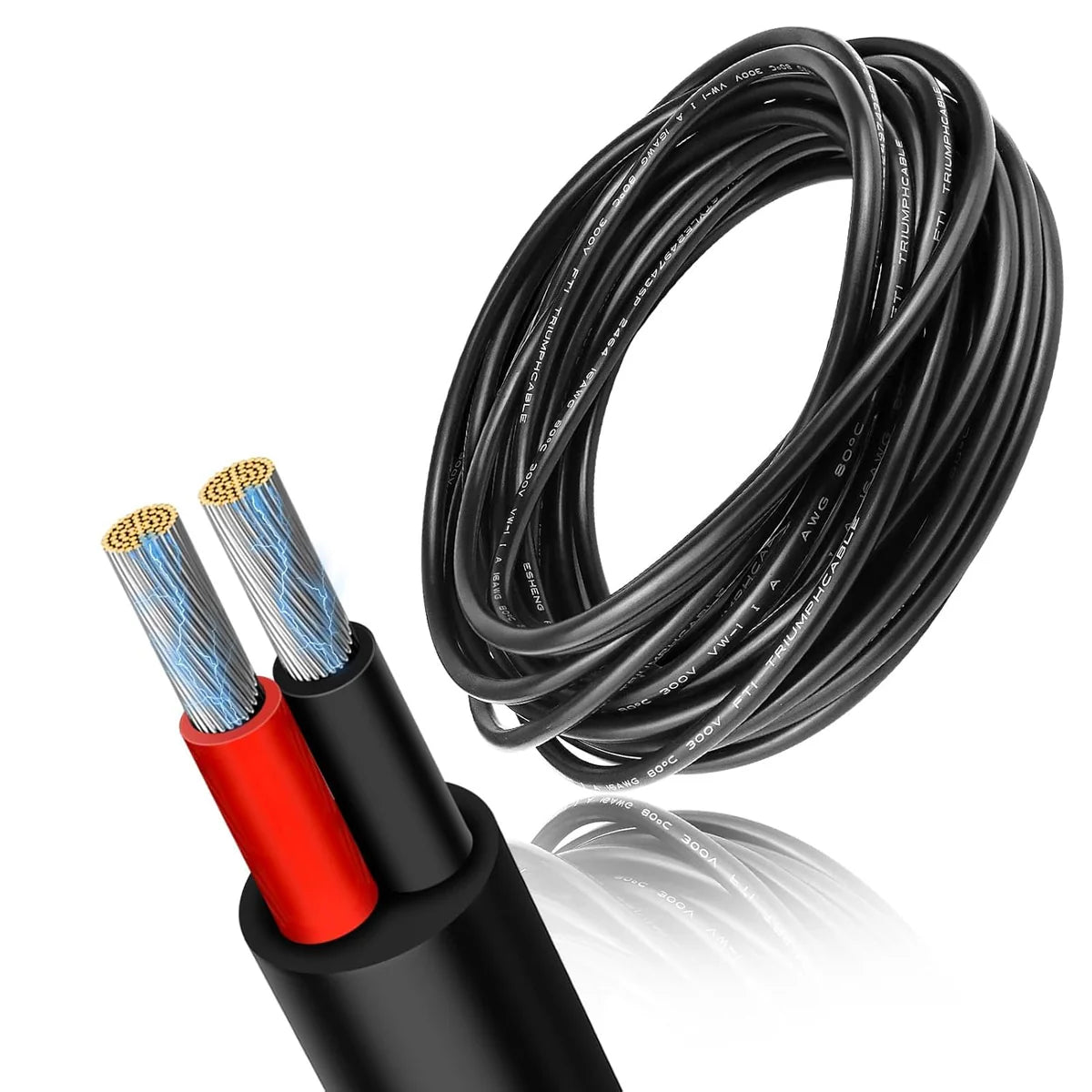 22 AWG Electrical Wire, Stranded Tinned Copper Cable, 2/3/4/5 Conductor Multi-Core, Black/White PVC Jacket Flexible Extension Cord — 3m–50m (10ft–165ft) Options