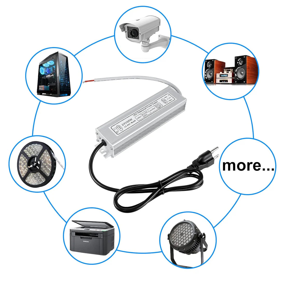 250W 12V/24V Waterproof LED Power Supply, 90-265V Input, Single/Dual Output, Aluminum Housing, Outdoor LED Lighting Driver, CE/RoHS/FCC Certified, US/UK/EU Plug
