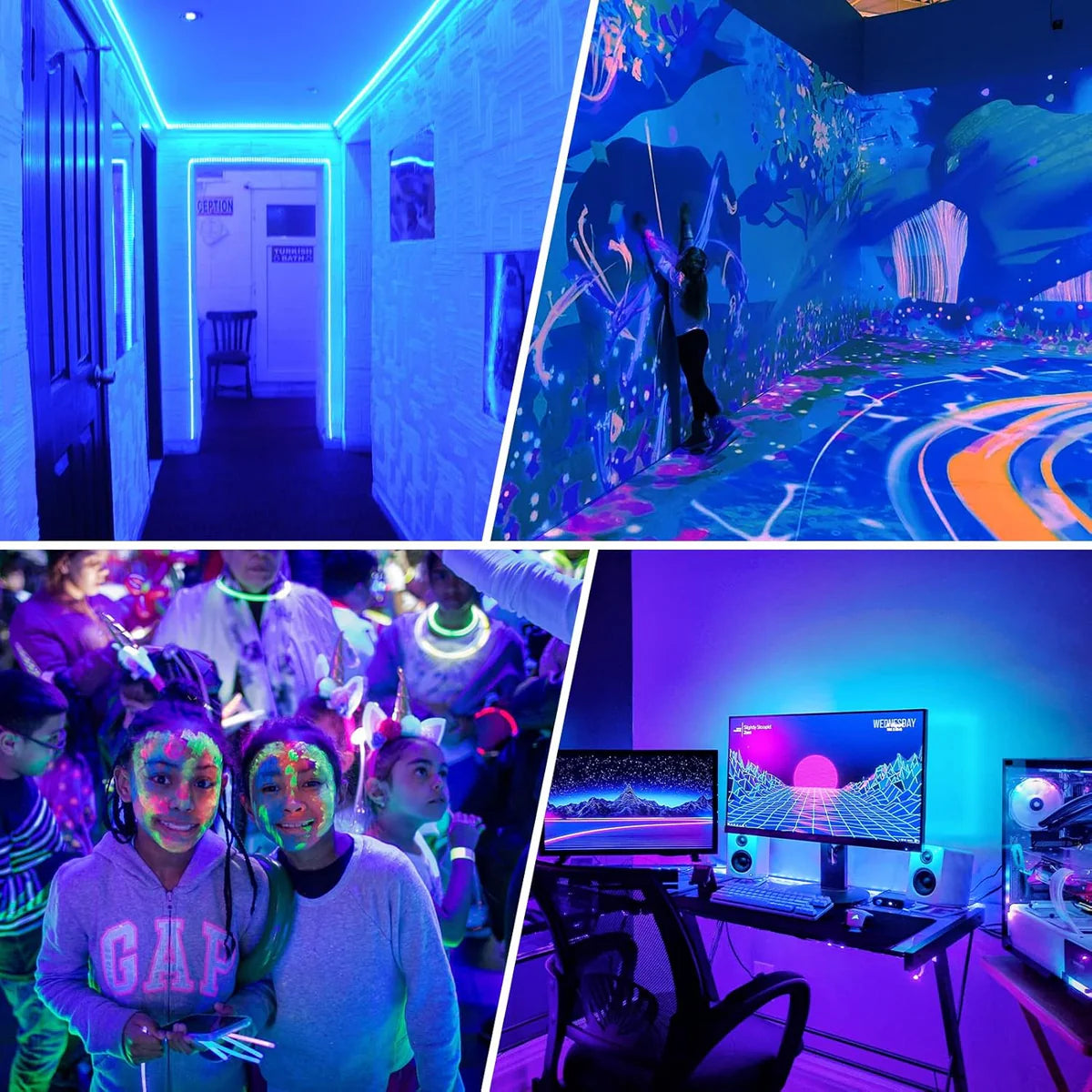385–400nm SMD3528 USB Powered UV LED Strip Lights | 5V | 60 LEDs/m | Non-Waterproof | For Blacklight, Party & Mood Lighting