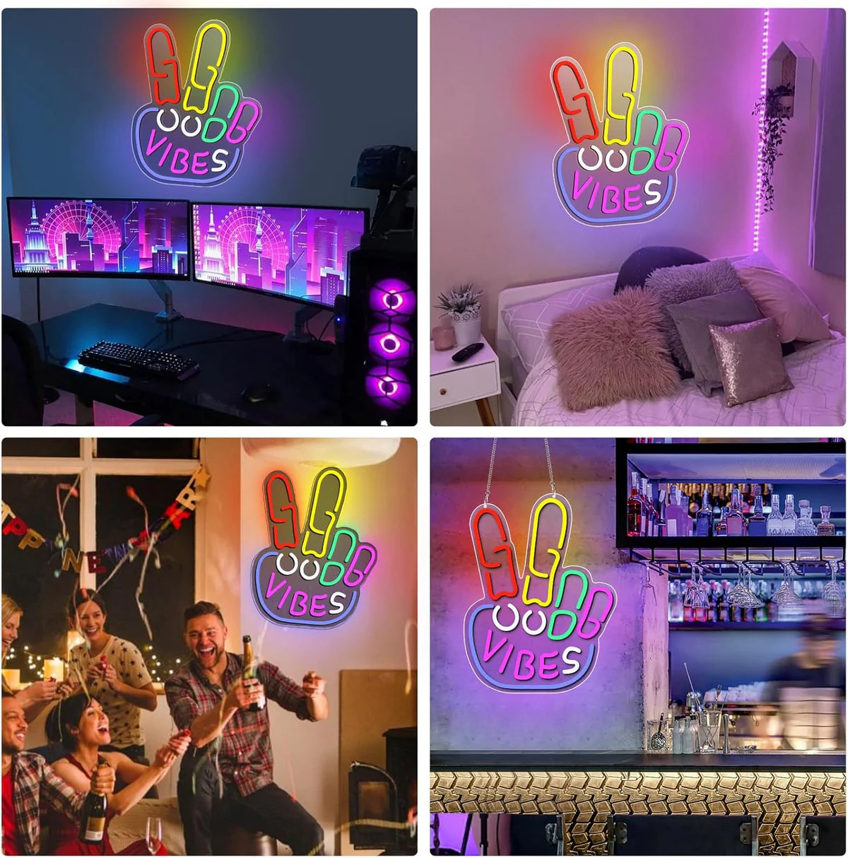 LED Neon Signs – YEAH Hand Gesture Neon Sign – 17×13 Inch | USB Neon Light for Wall Decor | 2 Candy Color Glow Options with Accessories Included | Hanging Room Decor for Bedroom, Gaming Room & Party Spaces