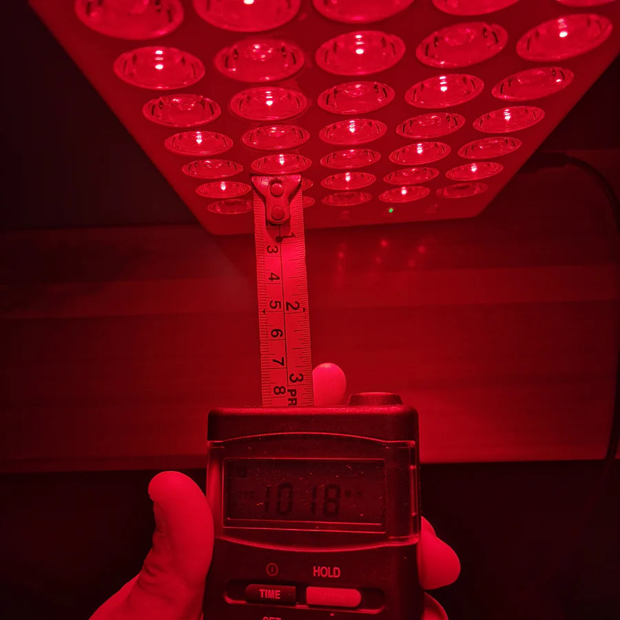 50W Desktop Infrared Therapy Lamp – 40 LEDs | Button / Touch Control | Red Light 660nm & IR 850nm | Dimmable Timer | AC100–240V | Desktop Stand Design | for Skin Care | Hanging Rope & Goggles Included | US / EU / UK / AU Plug