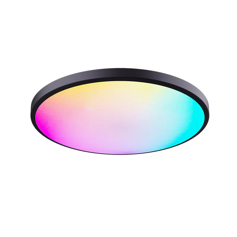 12 Inch 24W White / Black Smart RGBCW Round Slim LED Ceiling Lights – AC 110–130V | RGB Color Changing, 2700K–6500K Adjustable with Dimmable Brightness | Compatible with Alexa/Google Home/APP Control WiFi Light for Bedroom/Kids Room/Party – 2-Pack